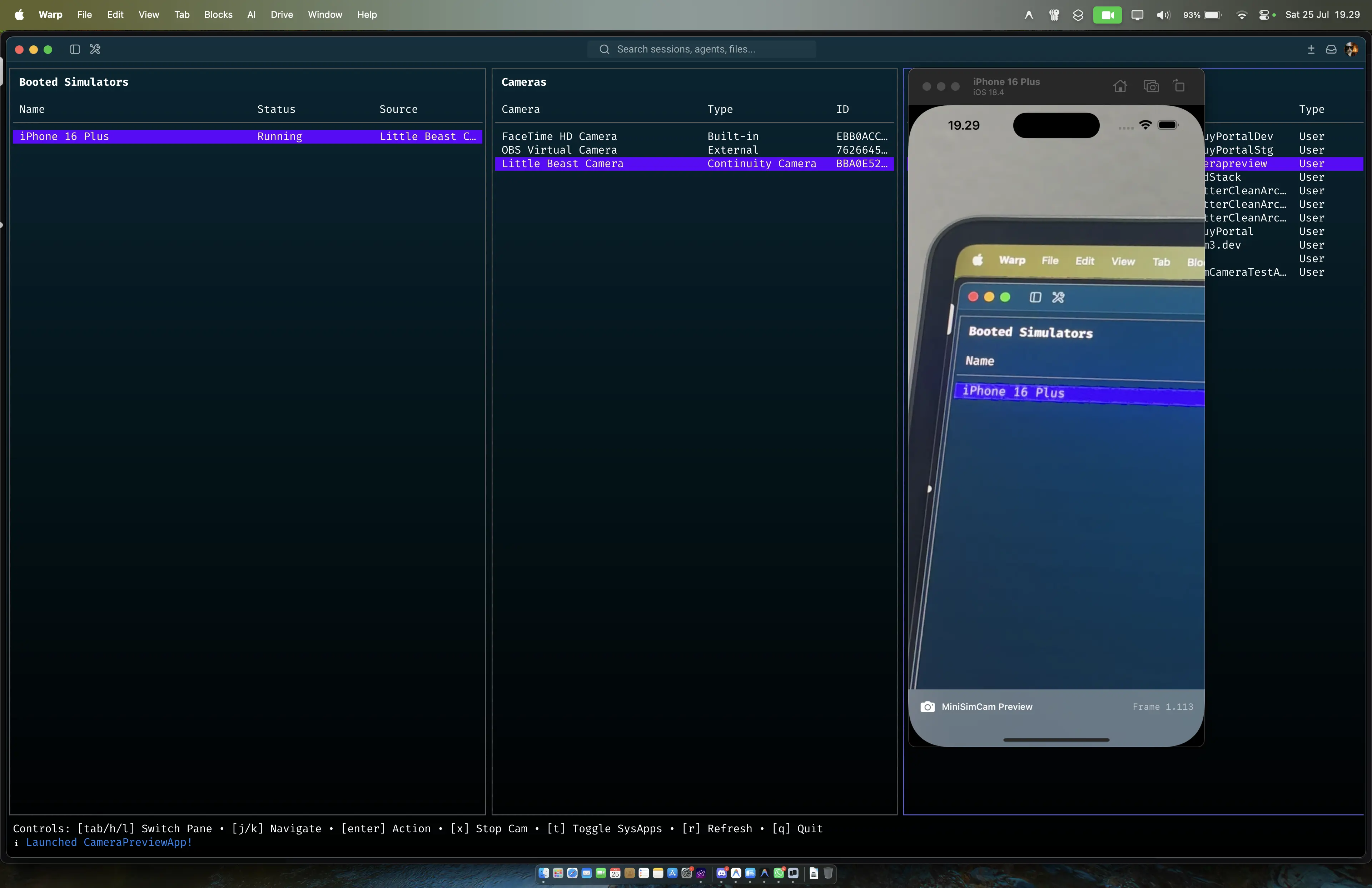 sim-cli camera injection in action